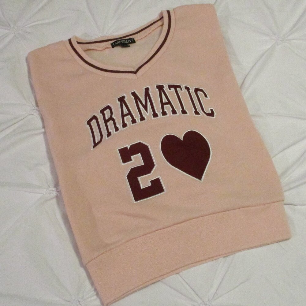 HARPER & IVY CROPPED PINK and BURGUNDY SWEATSHIRT – SZ XL – NWT